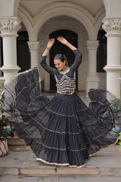 NAVRATRI KA 5047 Leheriya Black Printed lehenga choli in Pune